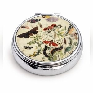 Butterfly Ladybug Botanical Print 3 Compartment Travel Pill Organizer